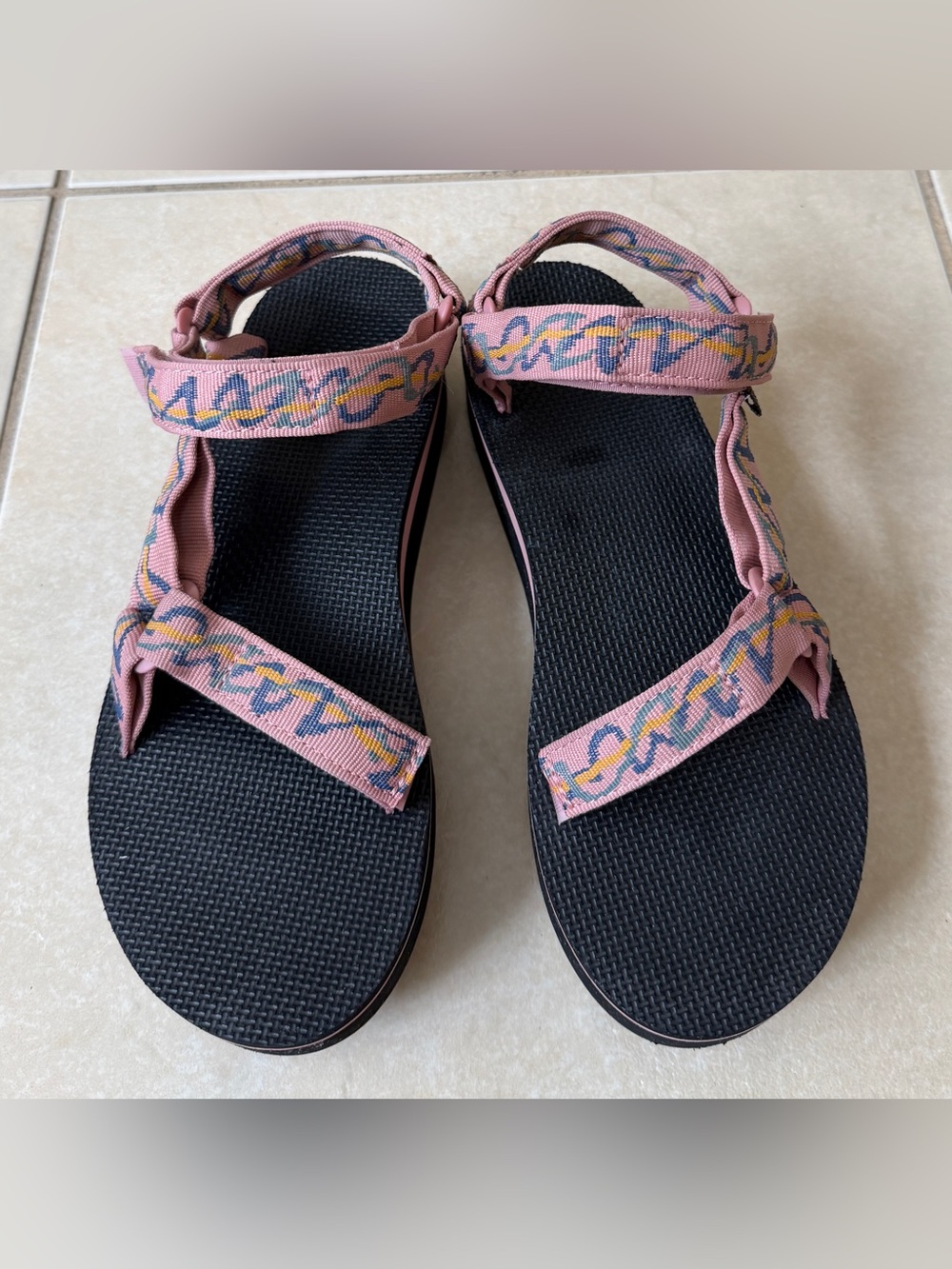 Teva Flatform Womens Sz 10 Multicolor Platform Sandals Adjustable Straps